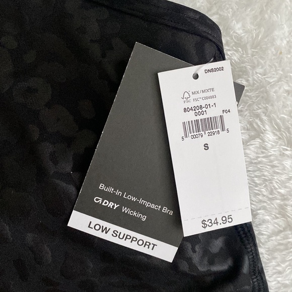 NEW, GapFit Power Built in Bra Cropped Tank, Black Leopard Print - Picture 4 of 4